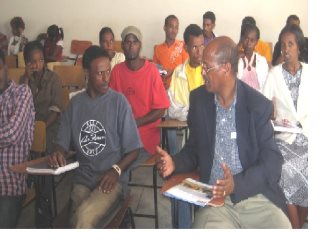 Mr. Tekle of The America Team with Scholarship Students at the Africa Medical College